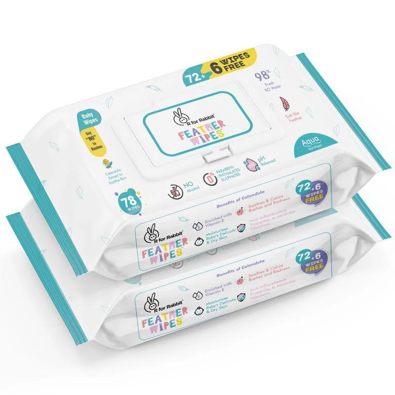 Feather Aqua Wipes - With Calendula Extract - Image 9