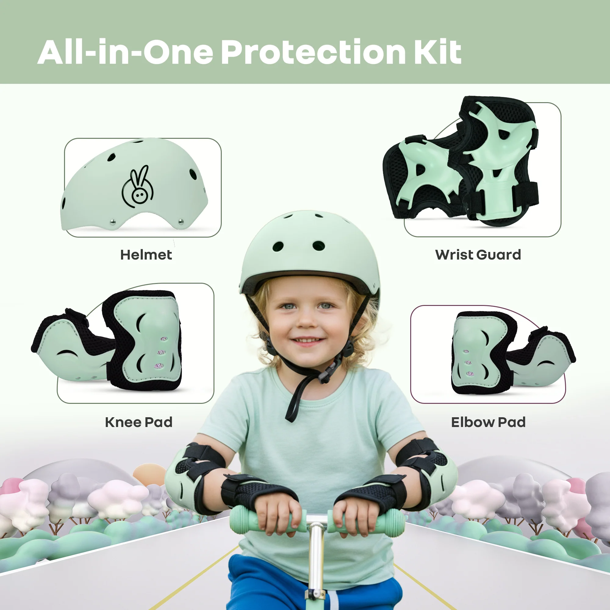 Safe Play Set Kids Helmet, Premium Kids Sports Safety Kit with Helmet & Protective Pads - Image 4