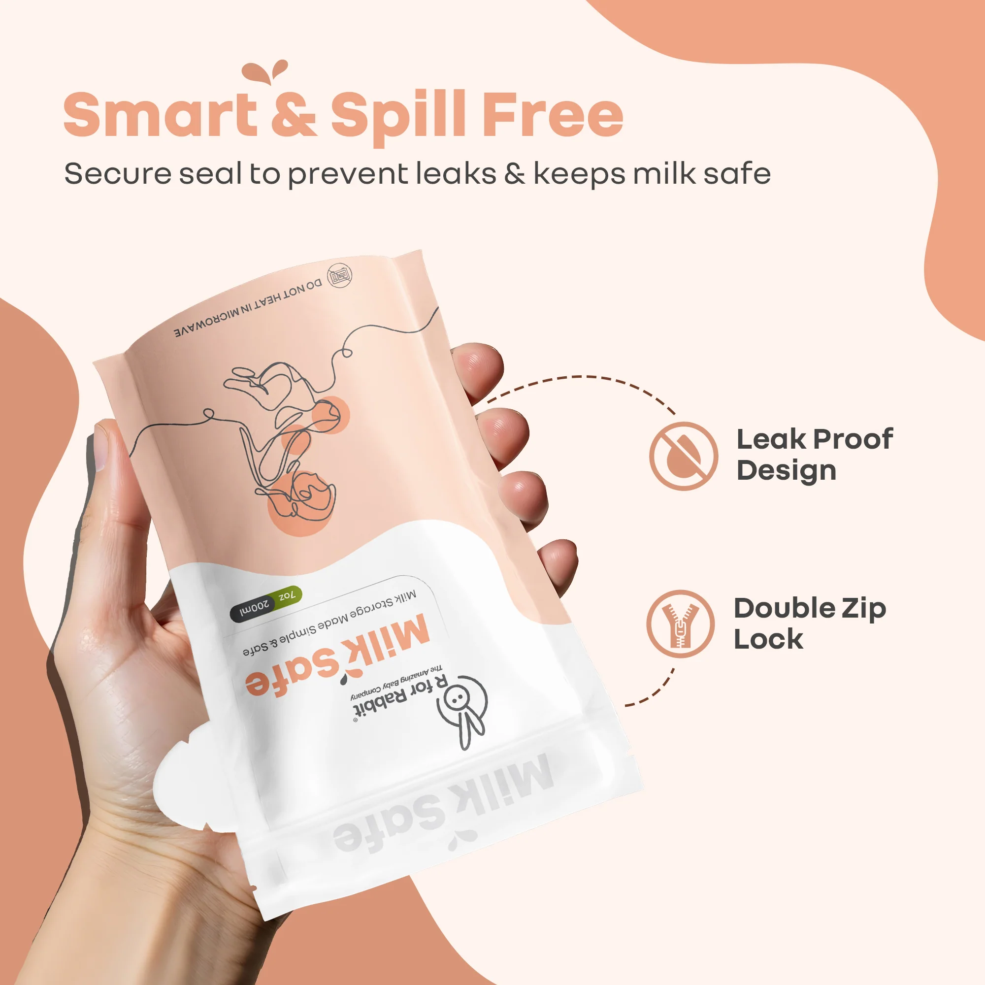 Milk Safe Breast Milk Storage Bags with Leakproof, BPA-Free, Temp Indicator (200ml x 30) - Image 3
