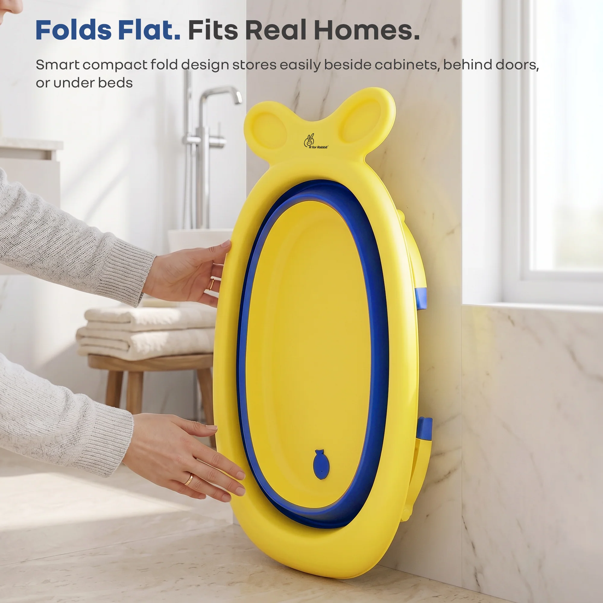 Bubble Double Finzy Baby Bathtub 9-36 Months, Foldable Cocoon Design, Anti-Skid Base & Drain Plug - Image 11