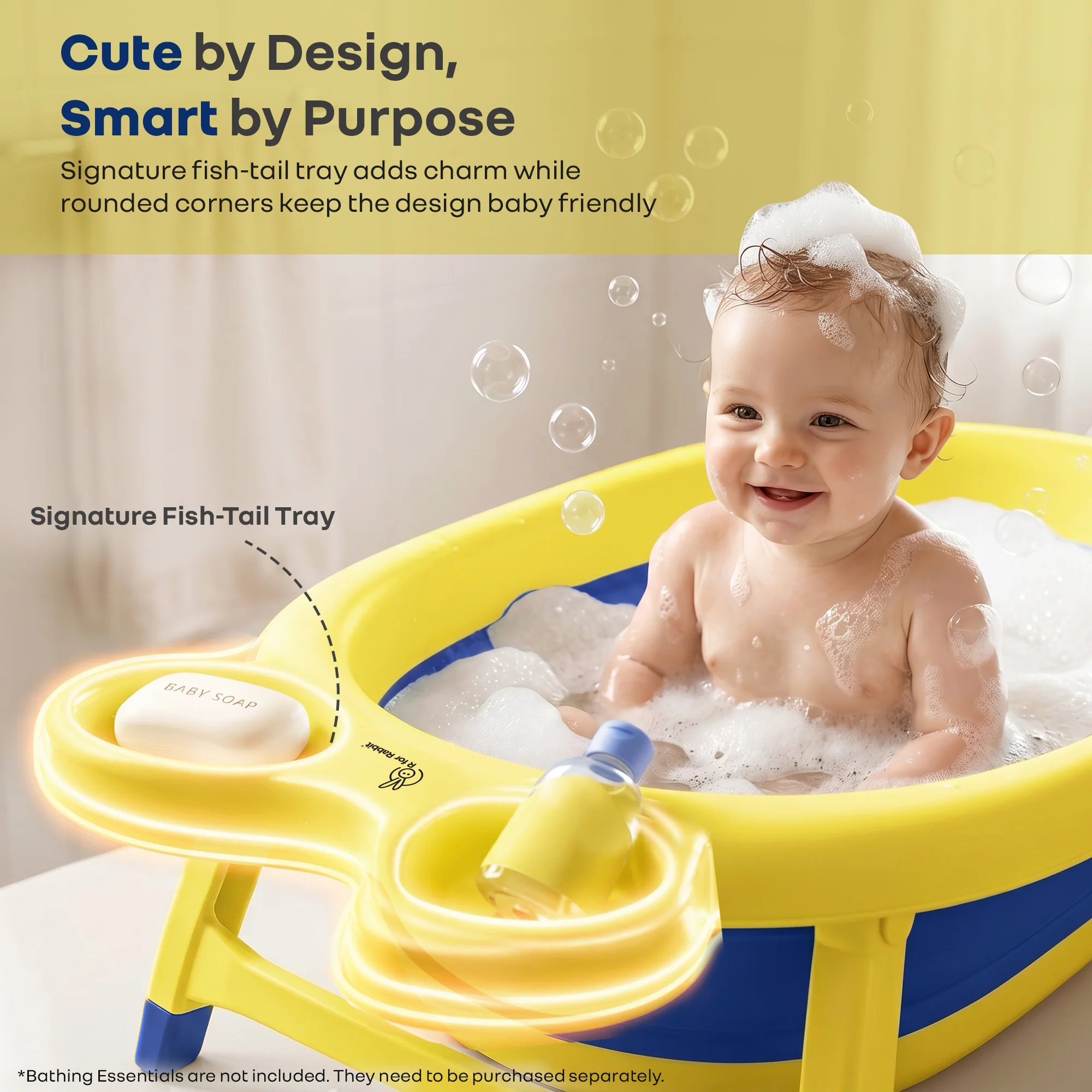 Bubble Double Finzy Baby Bathtub 9-36 Months, Foldable Cocoon Design, Anti-Skid Base & Drain Plug - Image 12