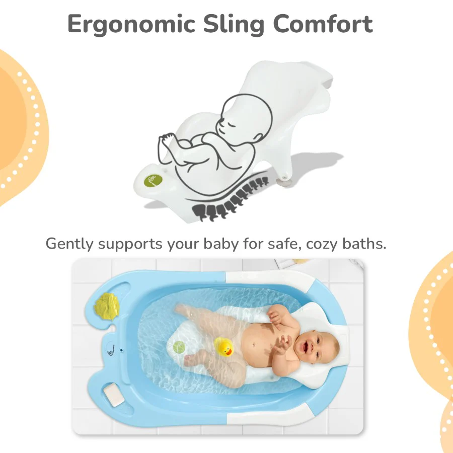 Bubble Double Snowy: 2-in-1 Baby Bath Tub with Ergonomic Sling - Image 3