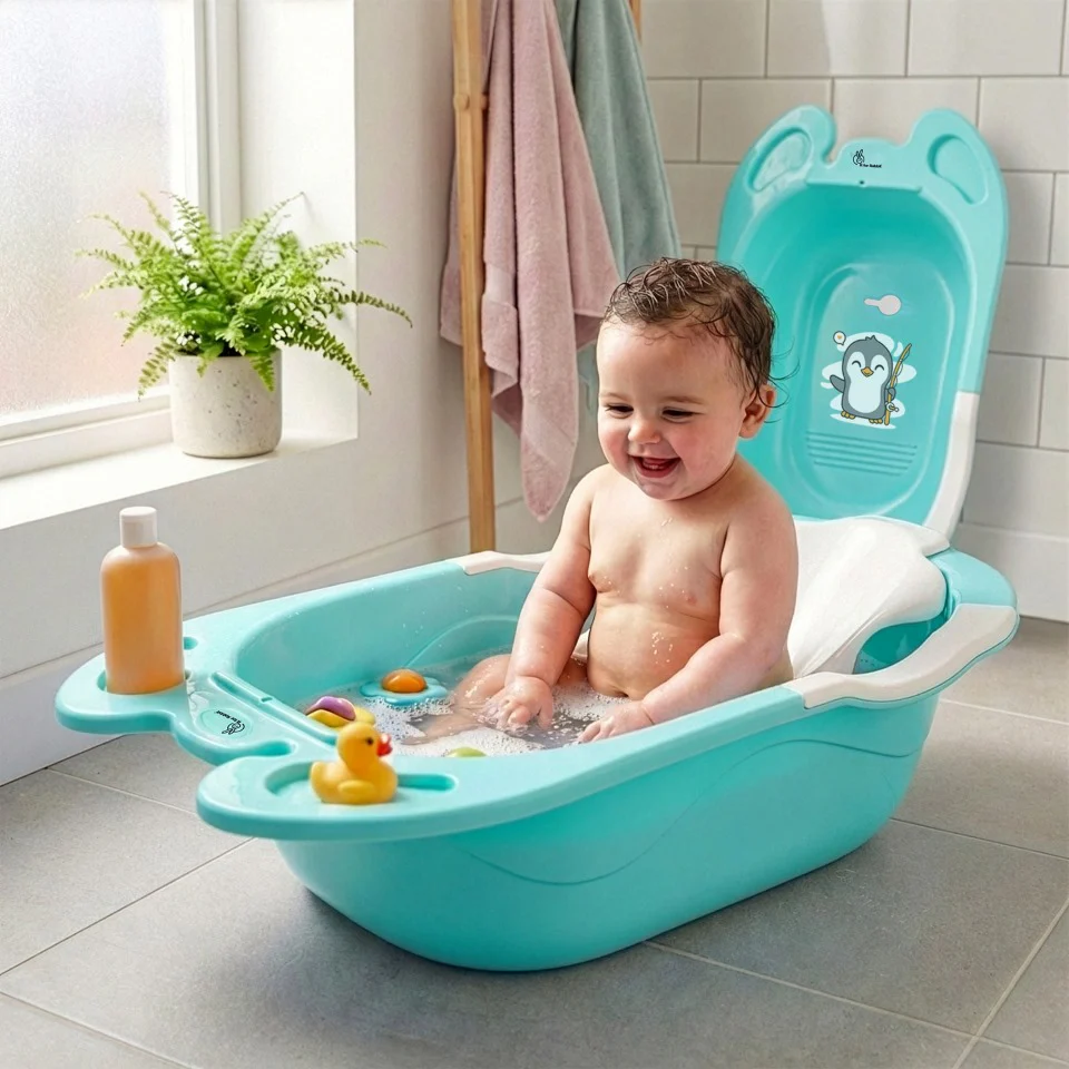 Bubble Double Snowy: 2-in-1 Baby Bath Tub with Ergonomic Sling - Image 9