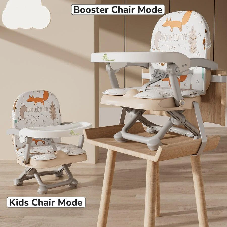 Candy Pop Booster Chair - 4 Level Height Adjustment, Light Weight, Travel Friendly - Beige - Image 3