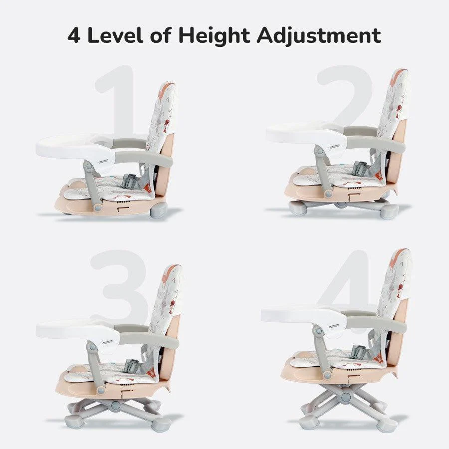 Candy Pop Booster Chair - 4 Level Height Adjustment, Light Weight, Travel Friendly - Beige - Image 4