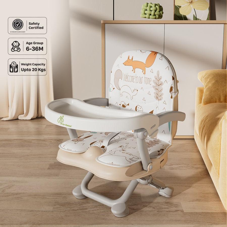 Candy Pop Booster Chair - 4 Level Height Adjustment, Light Weight, Travel Friendly - Beige - Image 9