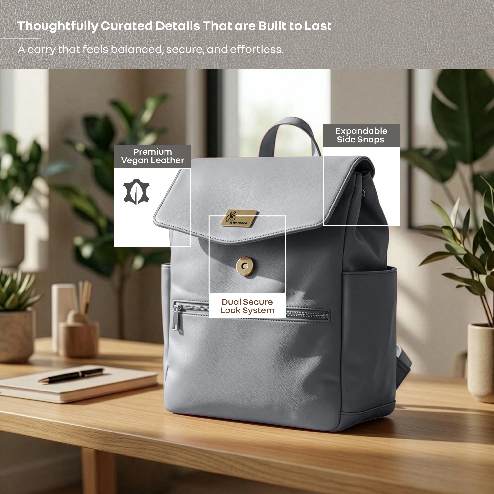 Caramello Bold Arise Diaper Bag, Premium Vegan Leather, 22L Multi-Compartment Laptop Friendly Bag - Image 16