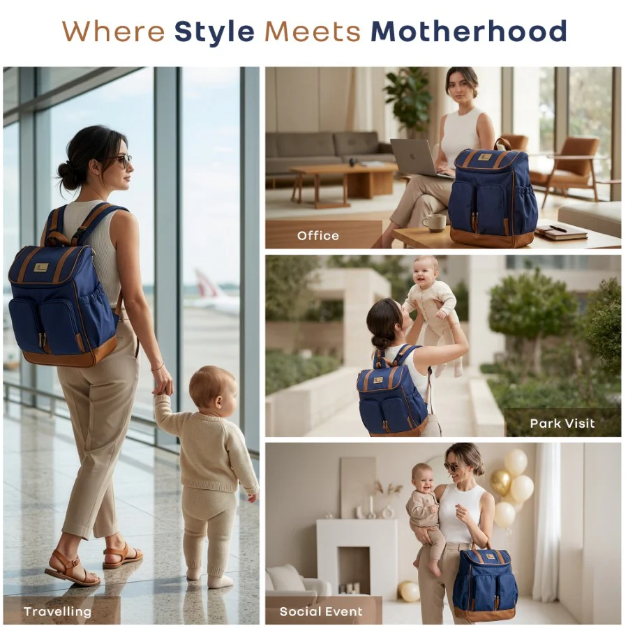 Caramello Bold Hazel Stylish Mom Bag, Vegan Leather, Stroller Hanging Rings - Image 13