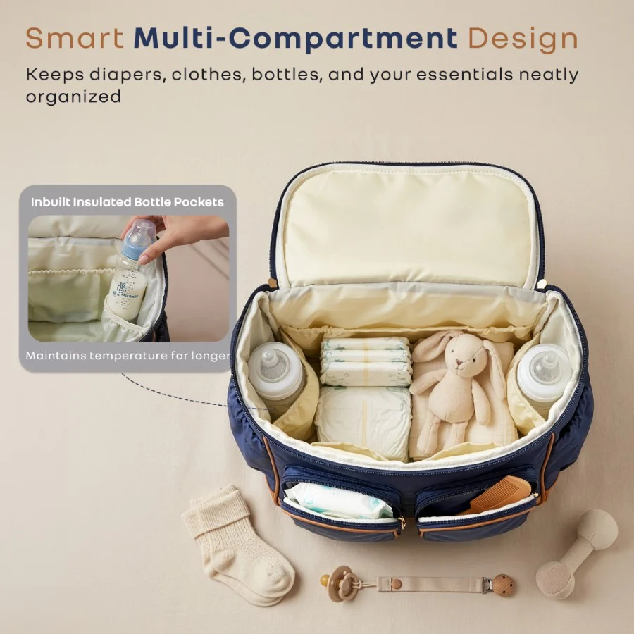 Caramello Bold Hazel Stylish Mom Bag, Vegan Leather, Stroller Hanging Rings - Image 14