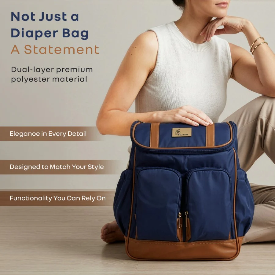 Caramello Bold Hazel Stylish Mom Bag, Vegan Leather, Stroller Hanging Rings - Image 15