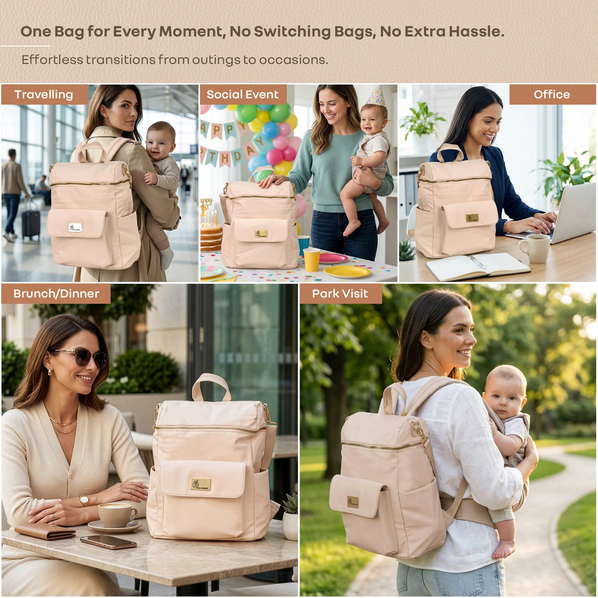 Caramello Bold Ivy Diaper Bag for Moms, Dual Carry Sling, Insulated Bottle Pockets With Premium Vegan Leather - Image 13