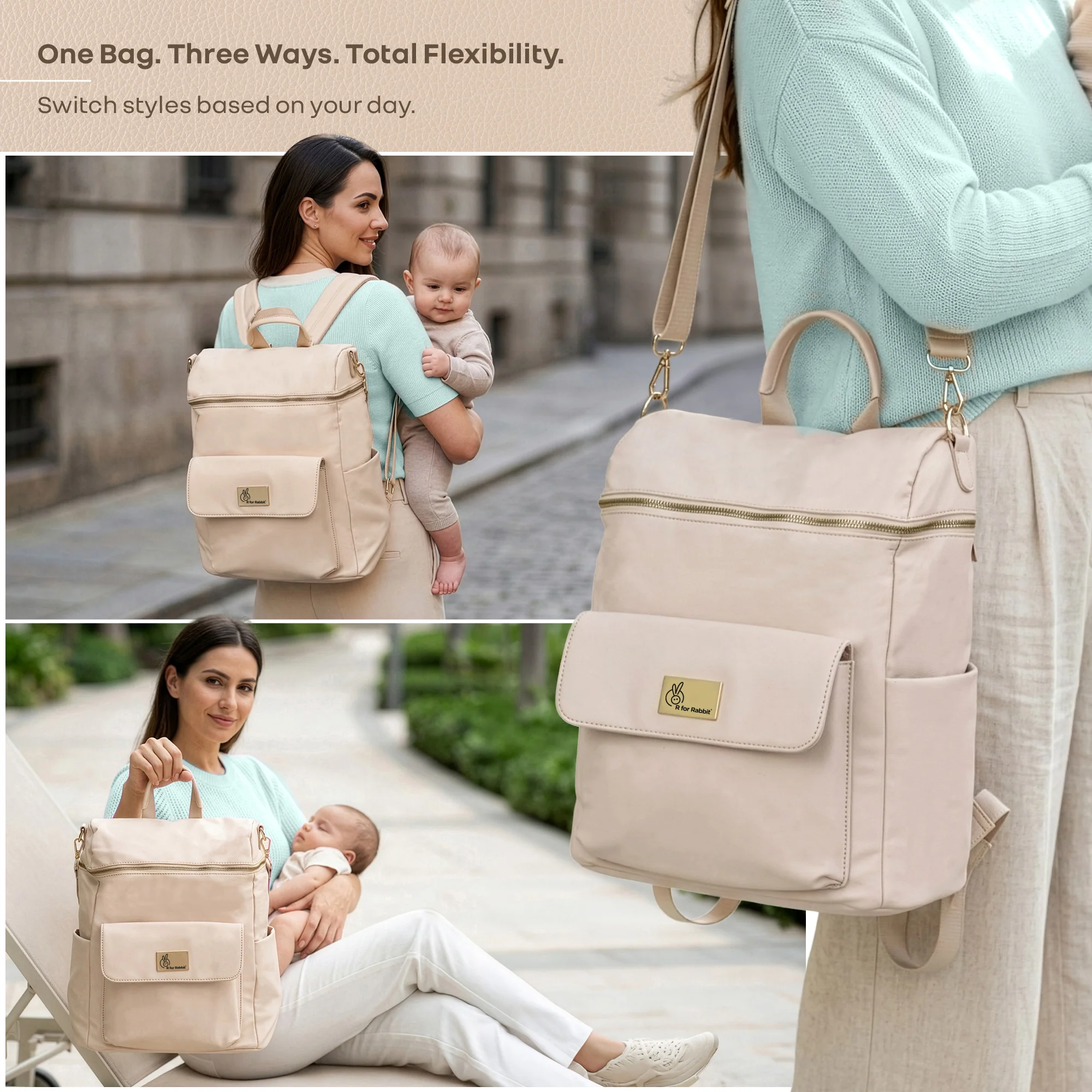 Caramello Bold Ivy Diaper Bag for Moms, Dual Carry Sling, Insulated Bottle Pockets With Premium Vegan Leather - Image 15