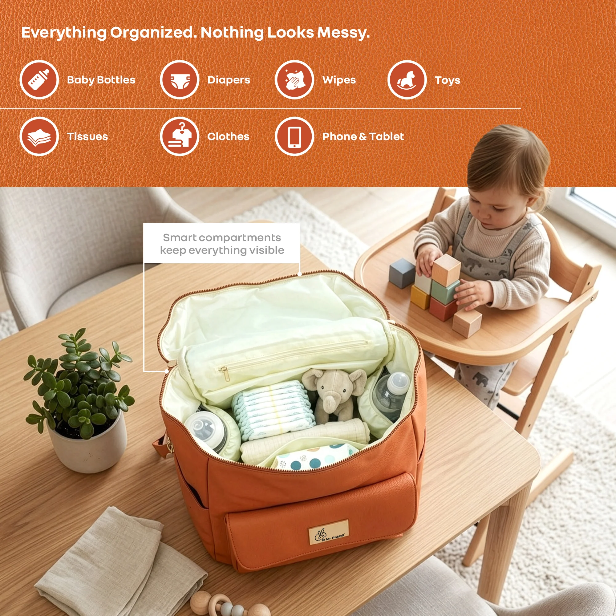 Caramello Bold Ivy Diaper Bag for Moms, Dual Carry Sling, Insulated Bottle Pockets With Premium Vegan Leather - Image 4