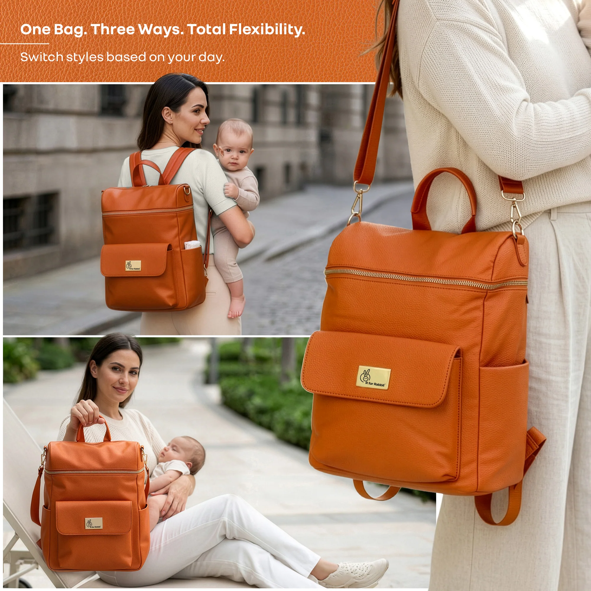 Caramello Bold Ivy Diaper Bag for Moms, Dual Carry Sling, Insulated Bottle Pockets With Premium Vegan Leather - Image 5