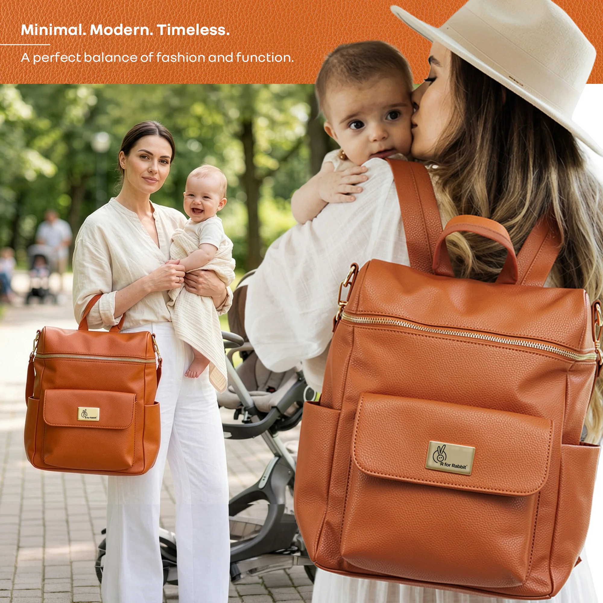 Caramello Bold Ivy Diaper Bag for Moms, Dual Carry Sling, Insulated Bottle Pockets With Premium Vegan Leather - Image 8
