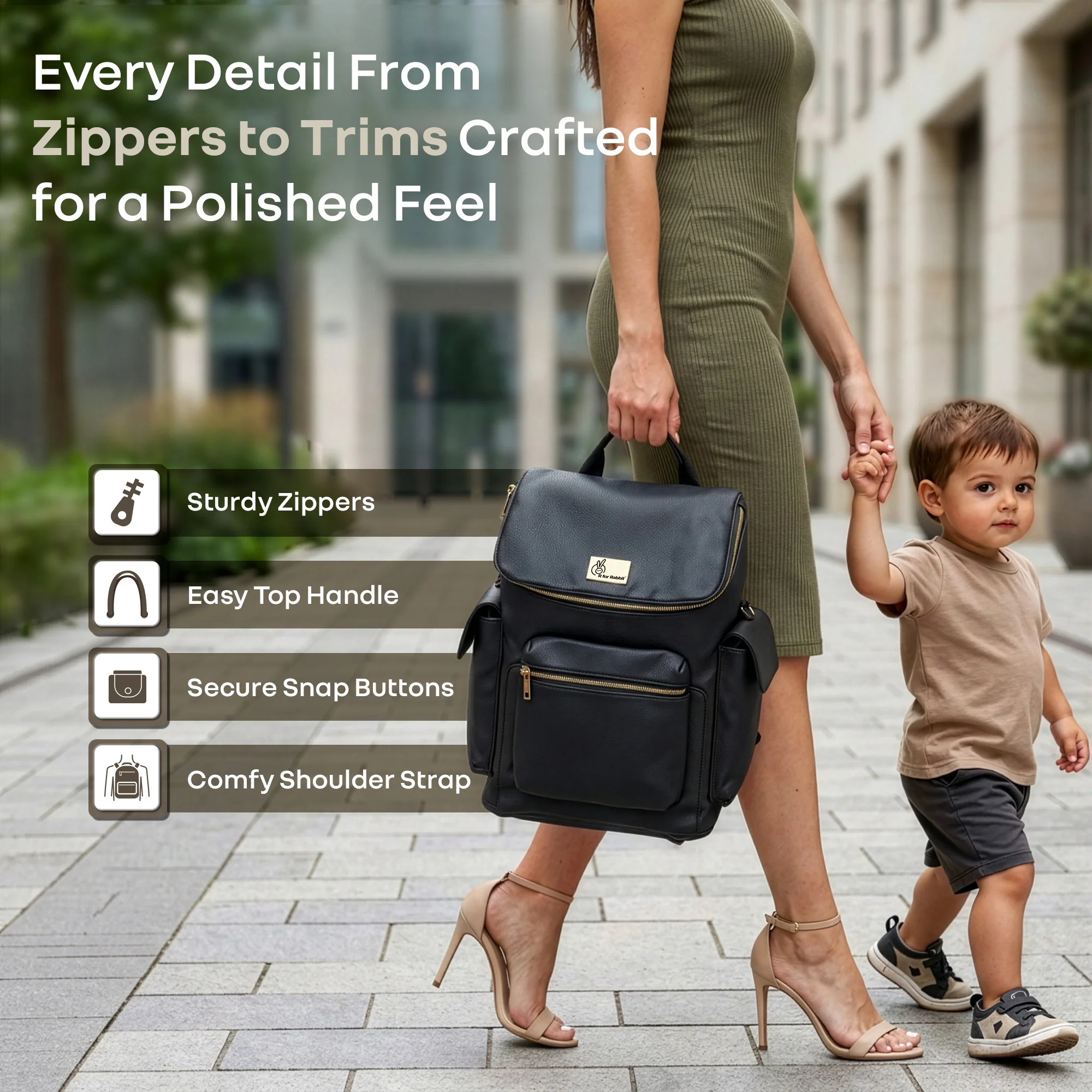 Caramello Bold Neo Diaper Bag, Matte Finish Vegan Leather, 39L Spacious Multi-Compartment Bag - Image 14