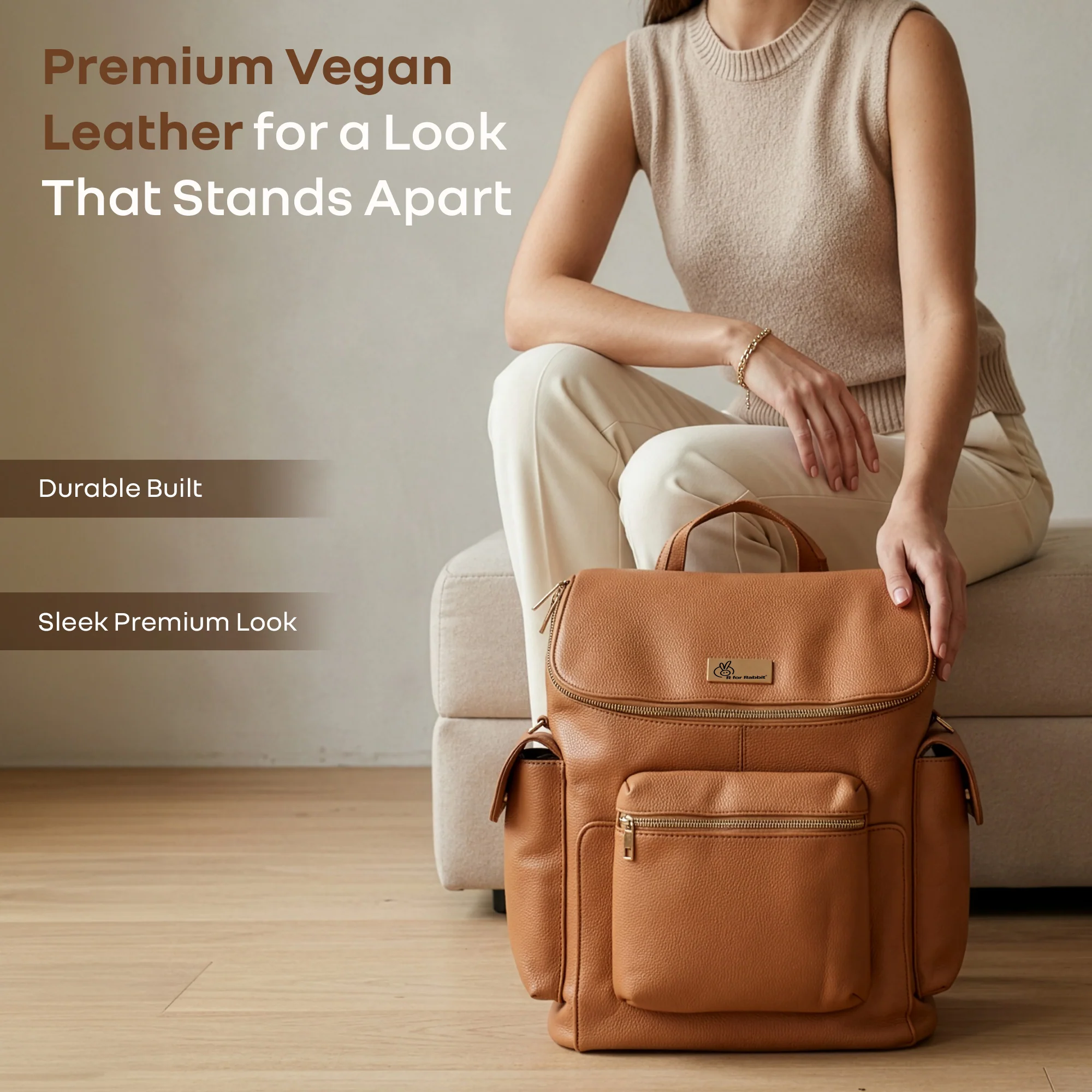 Caramello Bold Neo Diaper Bag, Matte Finish Vegan Leather, 39L Spacious Multi-Compartment Bag - Image 3