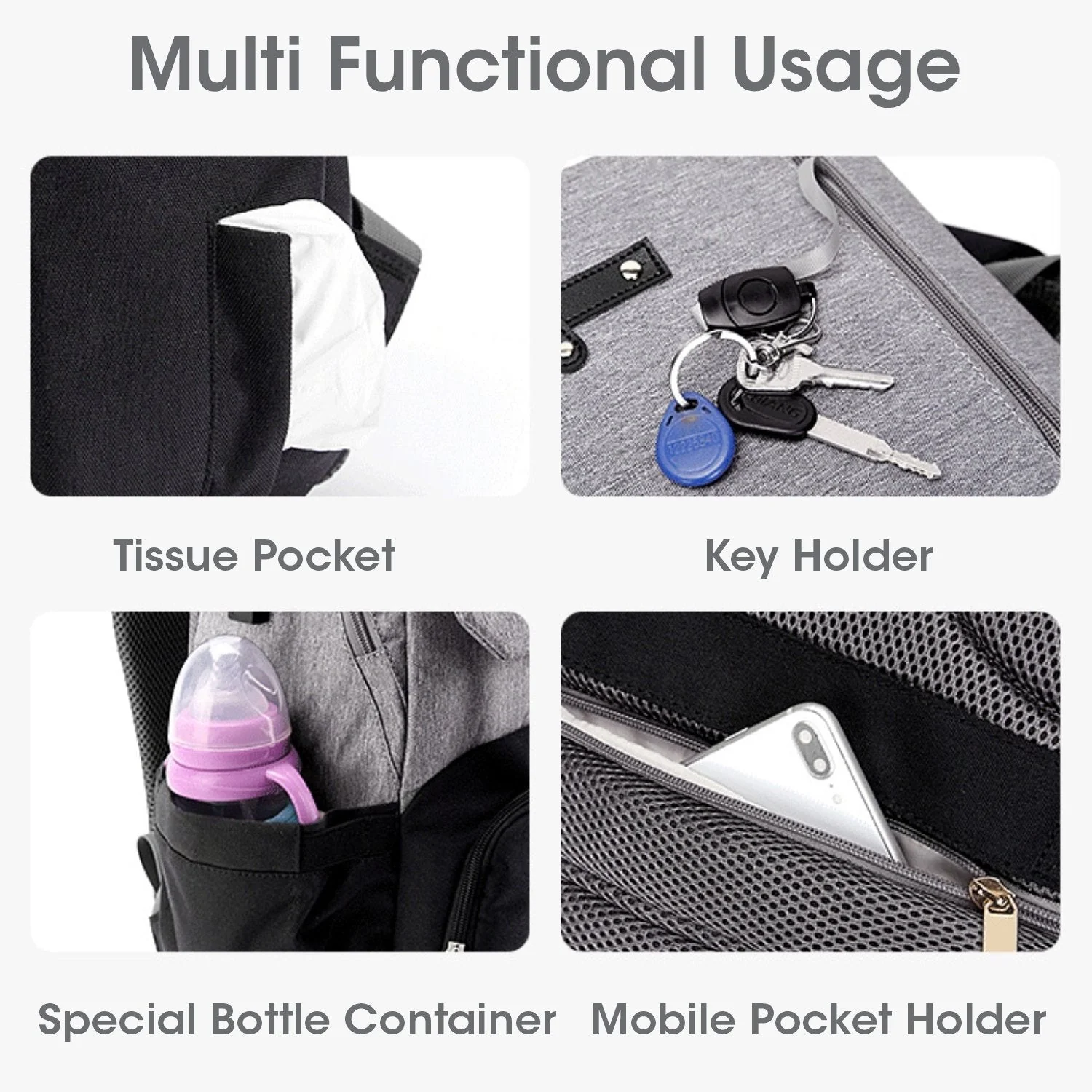 Caramello Smart Diaper Bags For Mother With Personalized Name Tag - Image 3