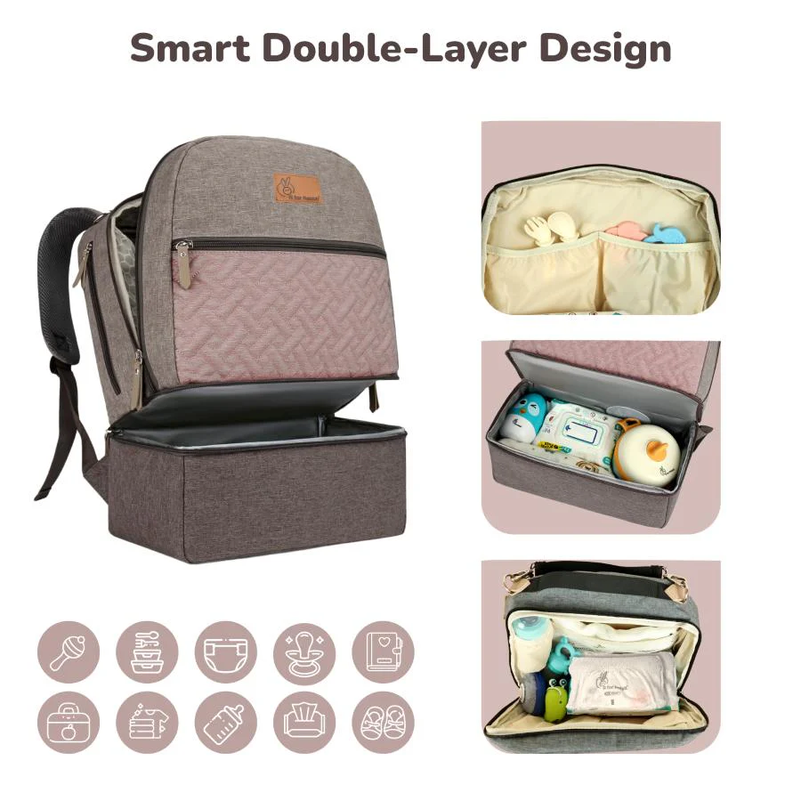 Caramello Truffle – Large Capacity Diaper Bag with Stroller Attachment - Image 10