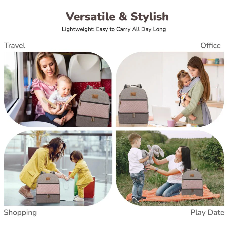 Caramello Truffle – Large Capacity Diaper Bag with Stroller Attachment - Image 14