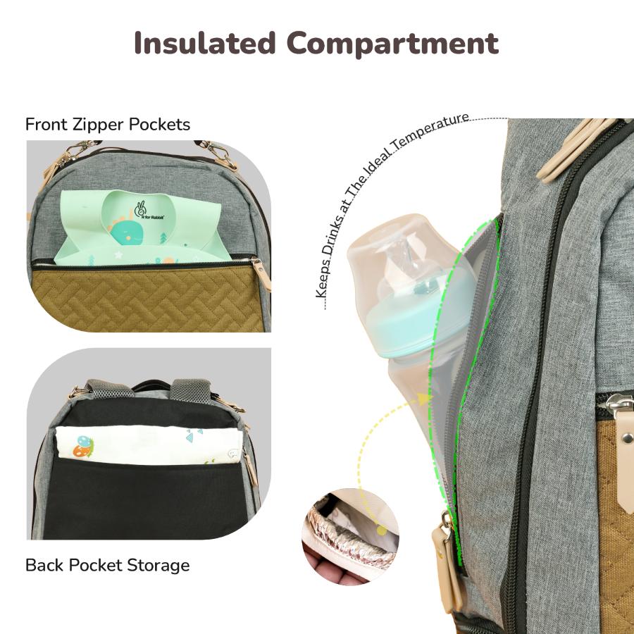 Caramello Truffle – Large Capacity Diaper Bag with Stroller Attachment - Image 4