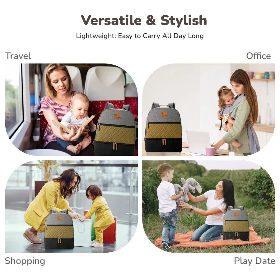 Caramello Truffle – Large Capacity Diaper Bag with Stroller Attachment - Image 5