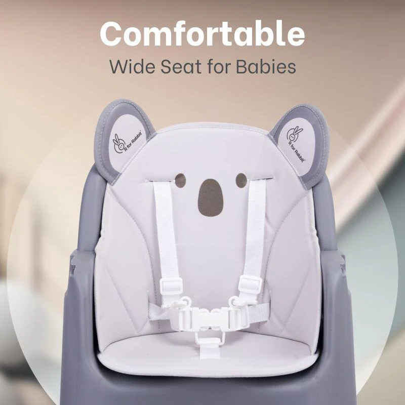 4 in 1 Cherry Berry Grand High Chair - Convertible, Removable Tray, Non Slippery-Anti Tipping, Booster Seat, Study Table & Chair Convertible - Teddy Grey - Image 3