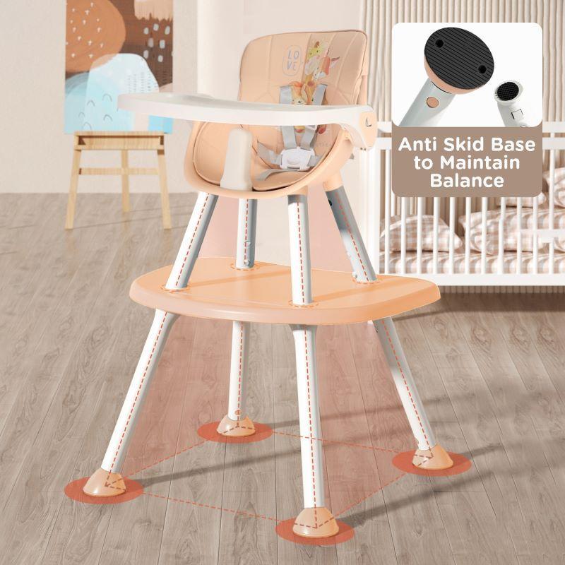 Cherry Berry Safari Baby High Chair, 3 in 1 Convertible High Chair Cum Kids Study Table - Beige - Image 6