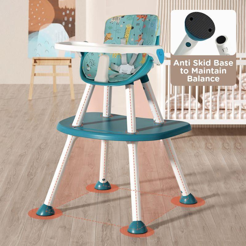 Cherry Berry Safari Baby High Chair, 3 in 1 Convertible High Chair Cum Kids Study Table - Lake Blue - Image 5