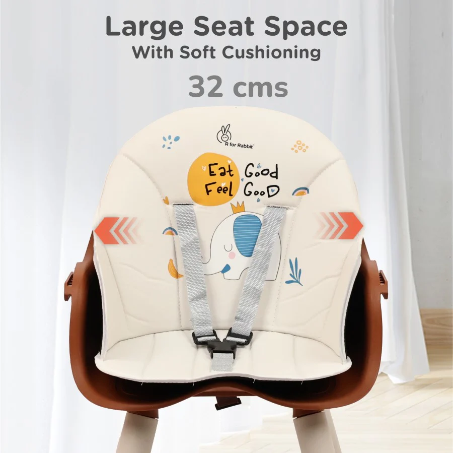 Cherry Berry Tusky High Chair For Kids 3-in-1 Convertible with Detachable & Adjustable Food Tray - Brown Cream - Image 7