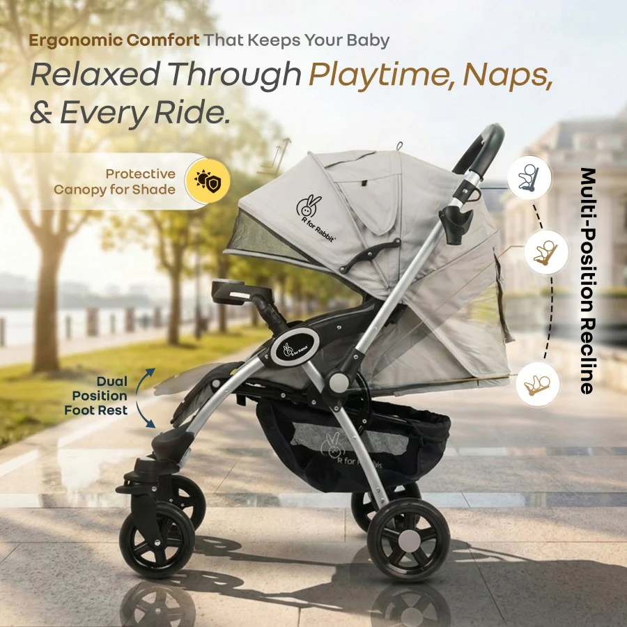 Chocolate Ride Baby Stroller With Personalized Name Plate - Rainbow - Image 6