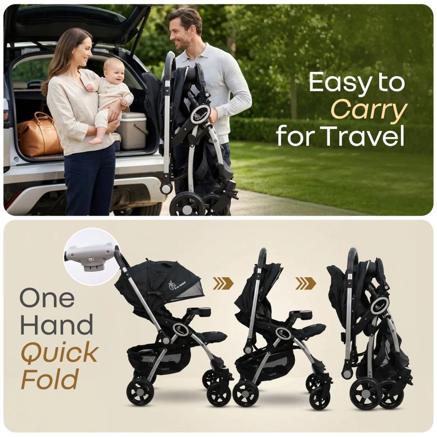 Chocolate Ride Baby Stroller With Personalized Name Plate - Black Grey - Image 8