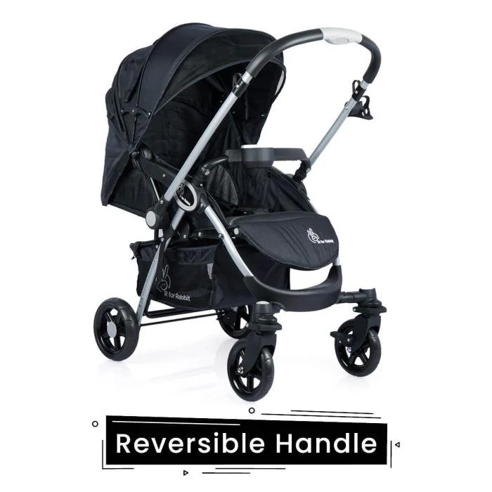 Chocolate Ride Travel System Kids Stroller Easy To Fold, Reversible Handle, Easy Attachment Of Infant Car Seat - Black Grey - Image 4