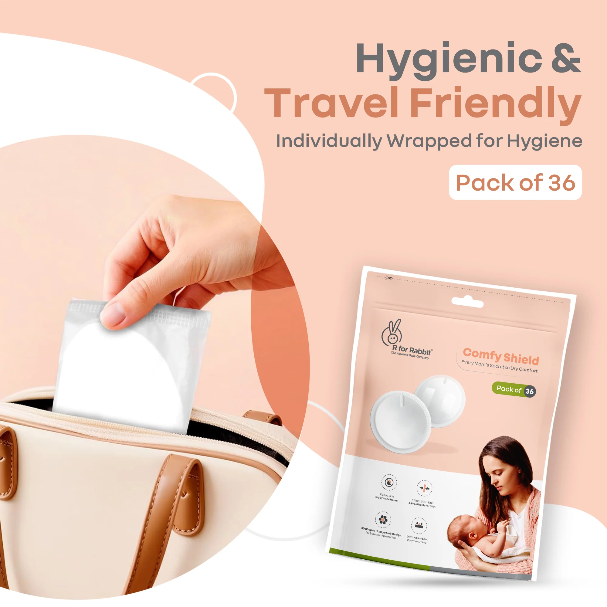 Comfy Shield Breast Pads for Moms - 24-Hour Day & Night Leak Protection - Image 2