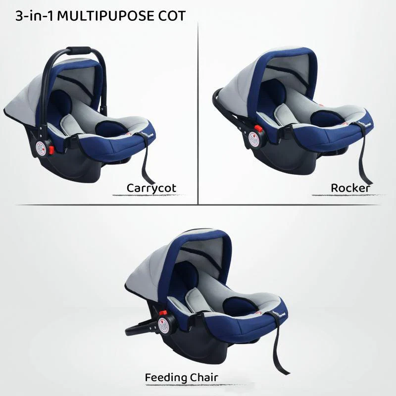 Cozy 3 In 1 Multipurpose Baby Carry Cot Rocker Portable With Washable Cover 0 To 15 Months - Blue Grey - Image 3