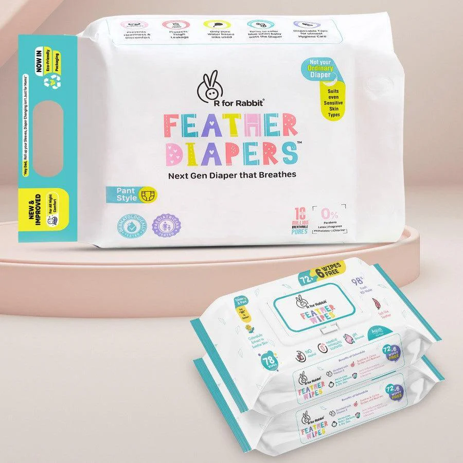 Feather Diapers XL Size + Aqua Wipes Combo