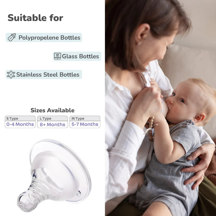 First Feed Soft Silicone Teat for Glass Bottles, PP Bottles, and SS Bottles Pack of 2 - Image 15