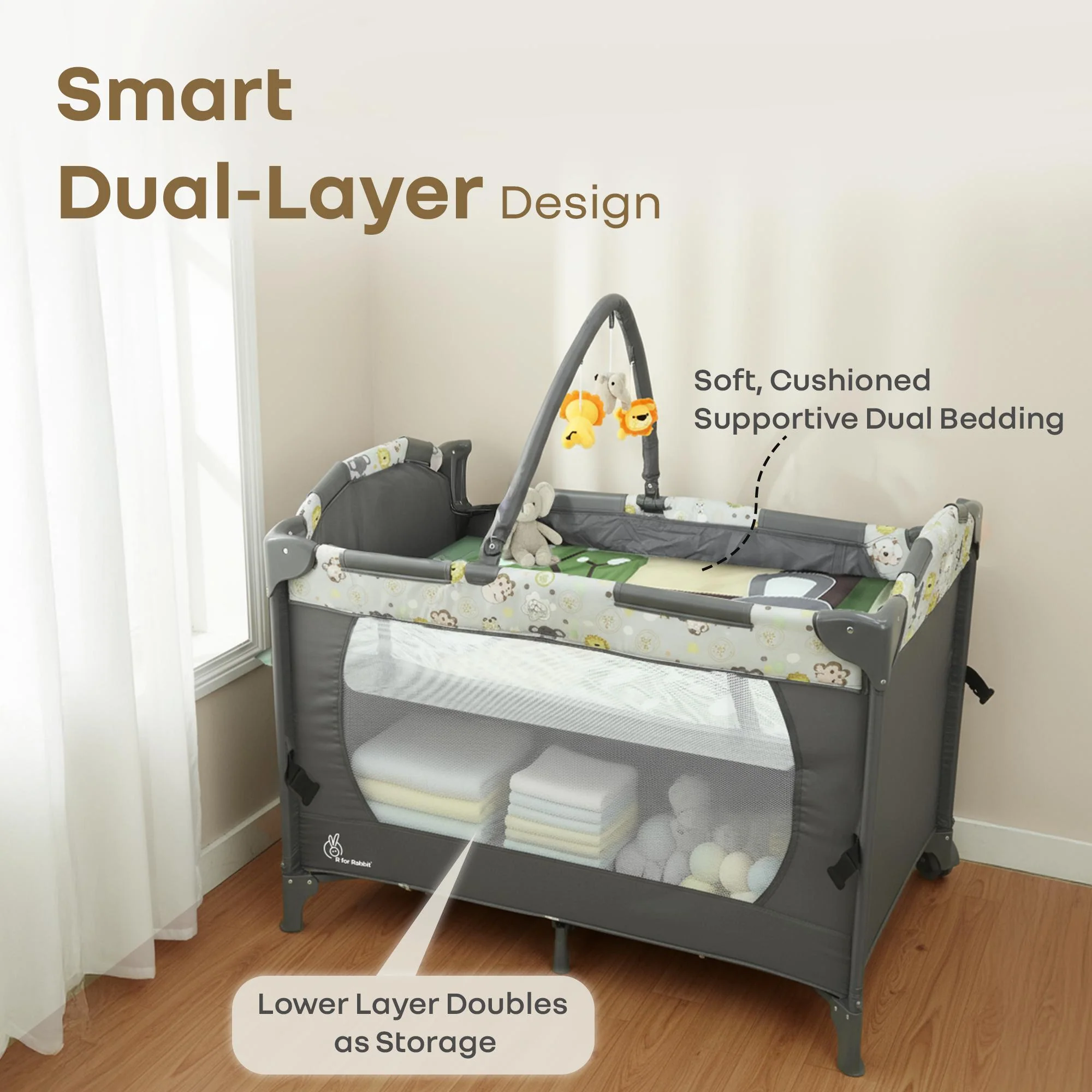 Hide N Seek Bliss Baby Cot - Safe, Cozy & Foldable Cot for Babies 0-3 Years - Image 3