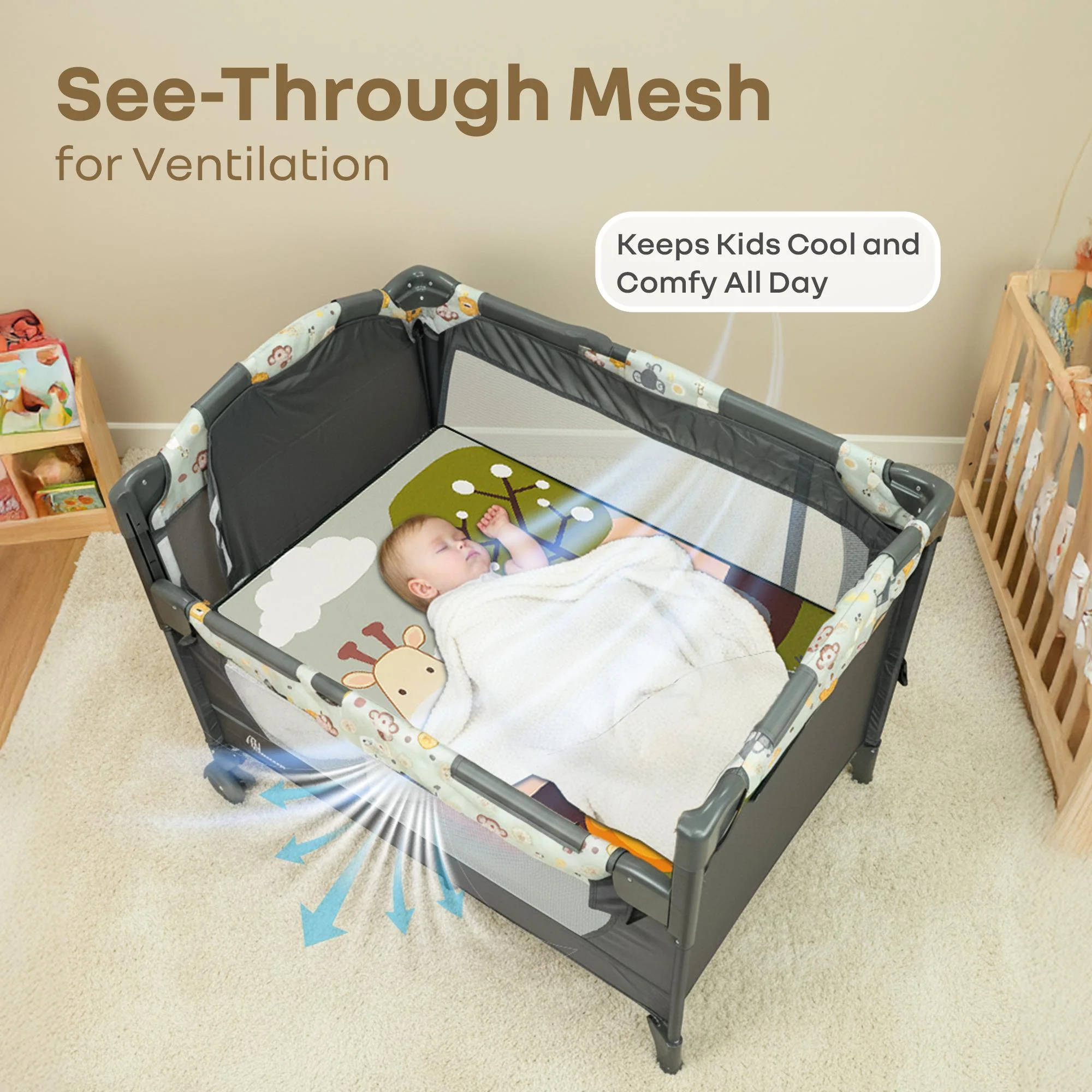 Hide N Seek Bliss Baby Cot - Safe, Cozy & Foldable Cot for Babies 0-3 Years - Image 4