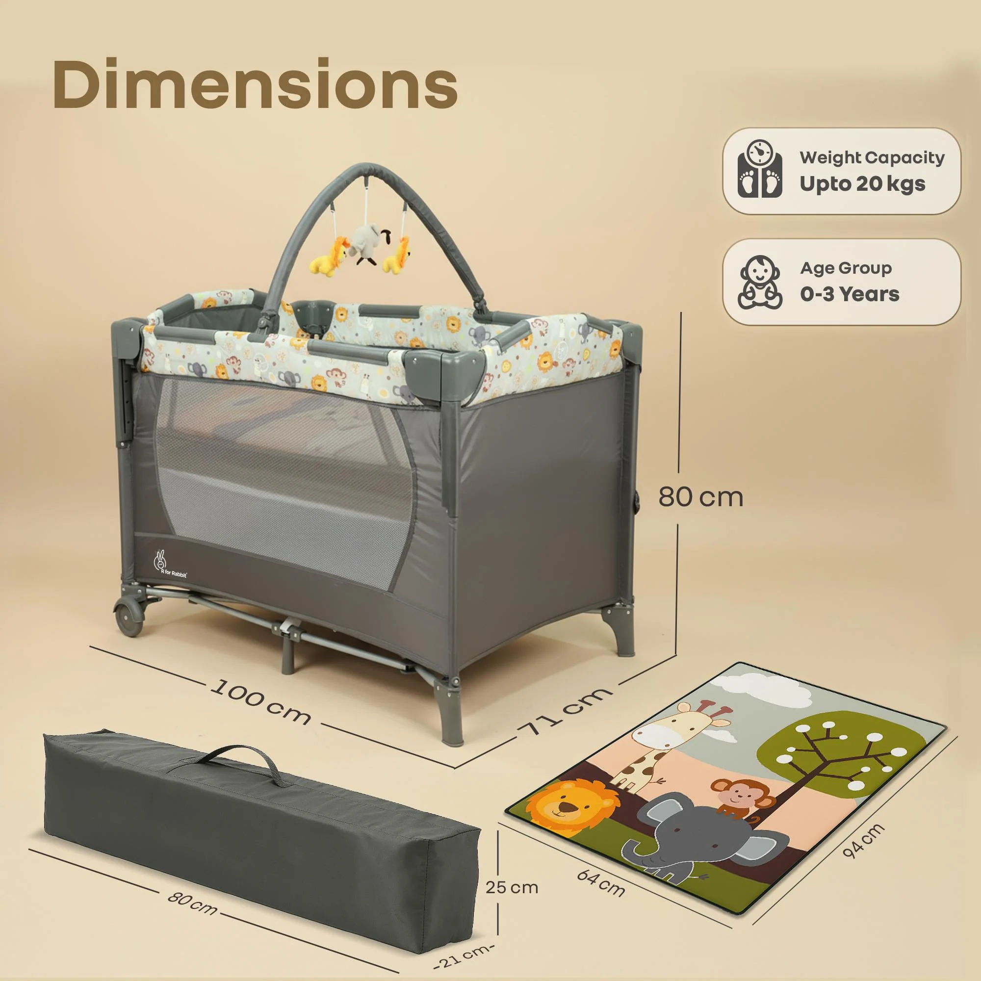 Hide N Seek Bliss Baby Cot - Safe, Cozy & Foldable Cot for Babies 0-3 Years - Image 8