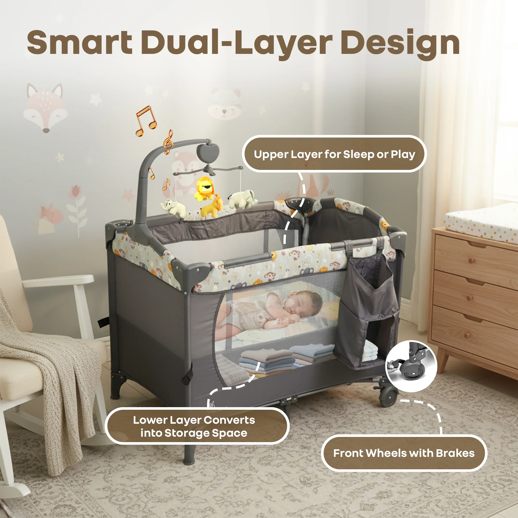 Hide N Seek Multiplay Cot - Convertible Baby Cot with Diaper Changer, Playpen & Travel Bag - Image 5