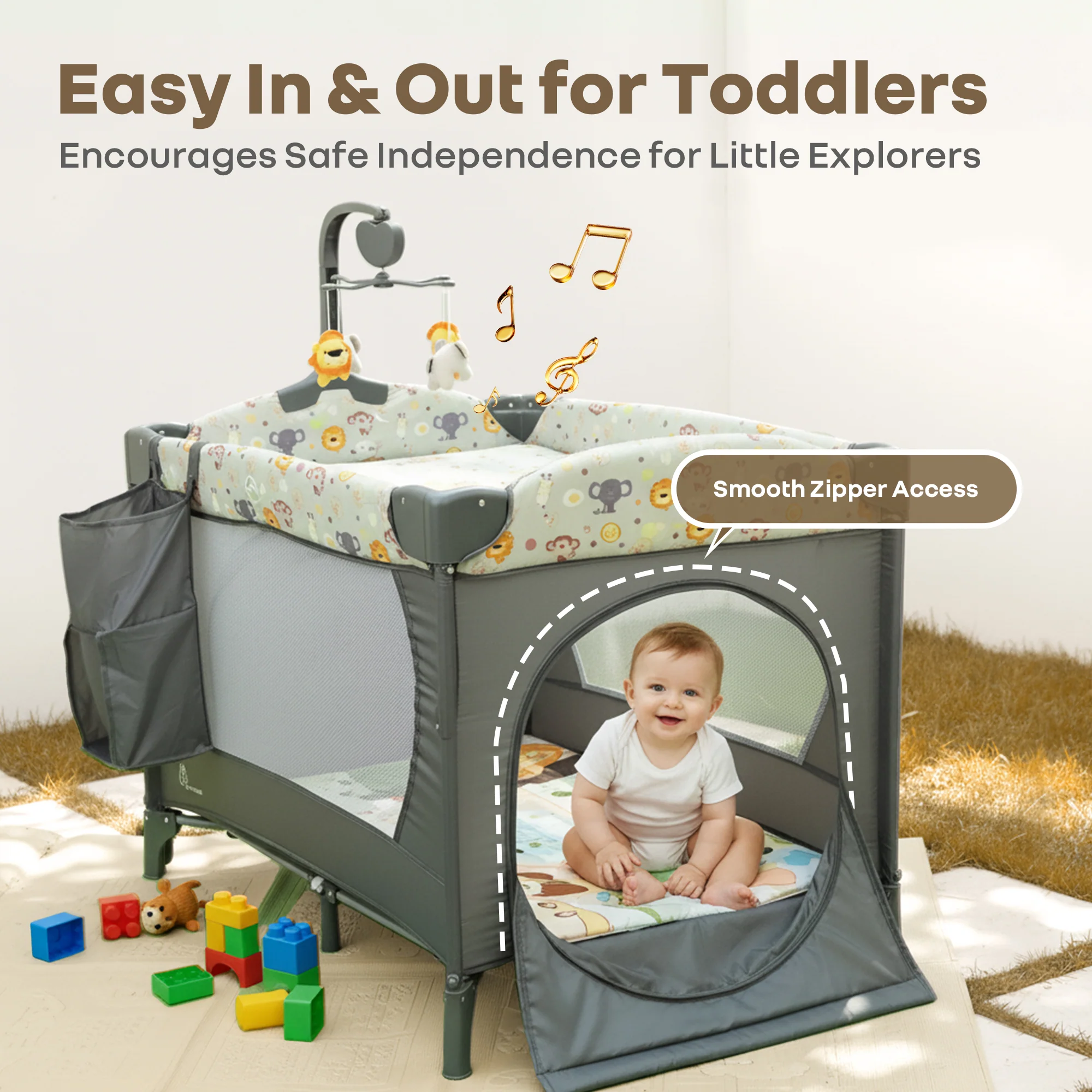 Hide N Seek Multiplay Cot - Convertible Baby Cot with Diaper Changer, Playpen & Travel Bag - Image 7