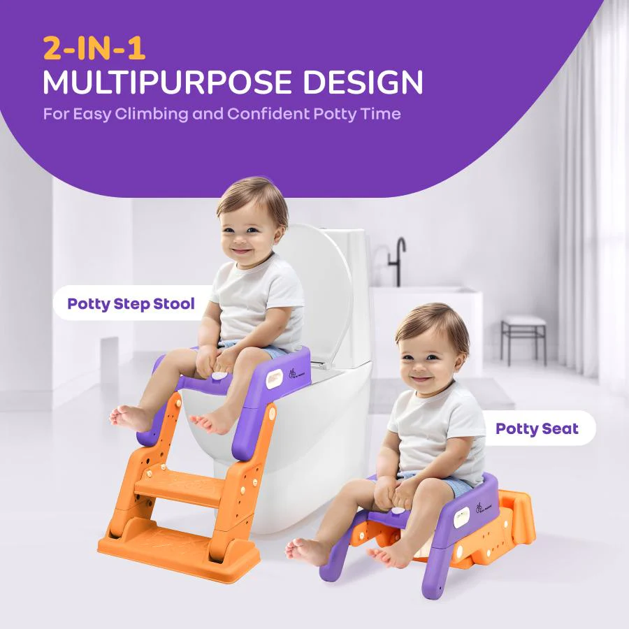 Hilltop Booster 2-In-1 Baby Potty Seat & Step Stool - Purple Orange - Image 2