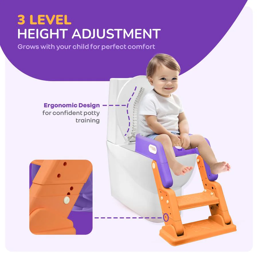 Hilltop Booster 2-In-1 Baby Potty Seat & Step Stool - Purple Orange - Image 5
