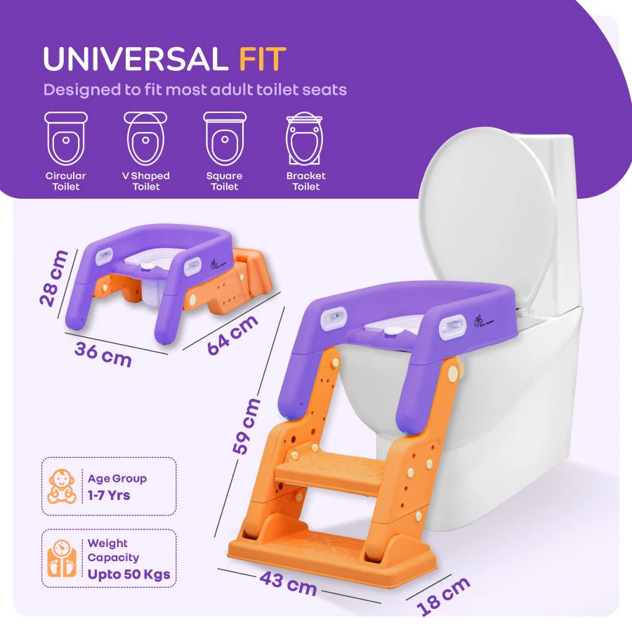 Hilltop Booster 2-In-1 Baby Potty Seat & Step Stool - Purple Orange - Image 8
