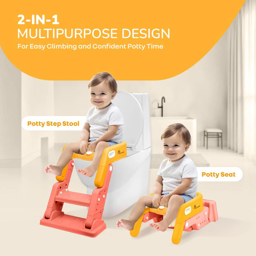 Hilltop Booster 2-In-1 Baby Potty Seat & Step Stool - Yellow Peach - Image 2