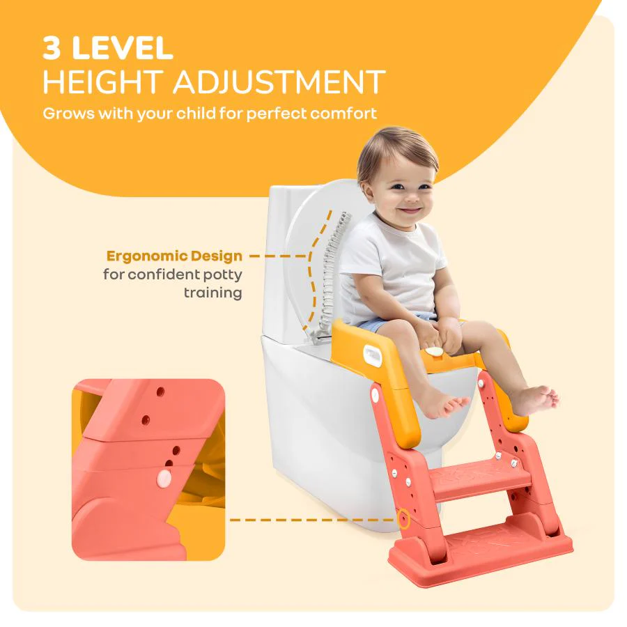 Hilltop Booster 2-In-1 Baby Potty Seat & Step Stool - Yellow Peach - Image 5