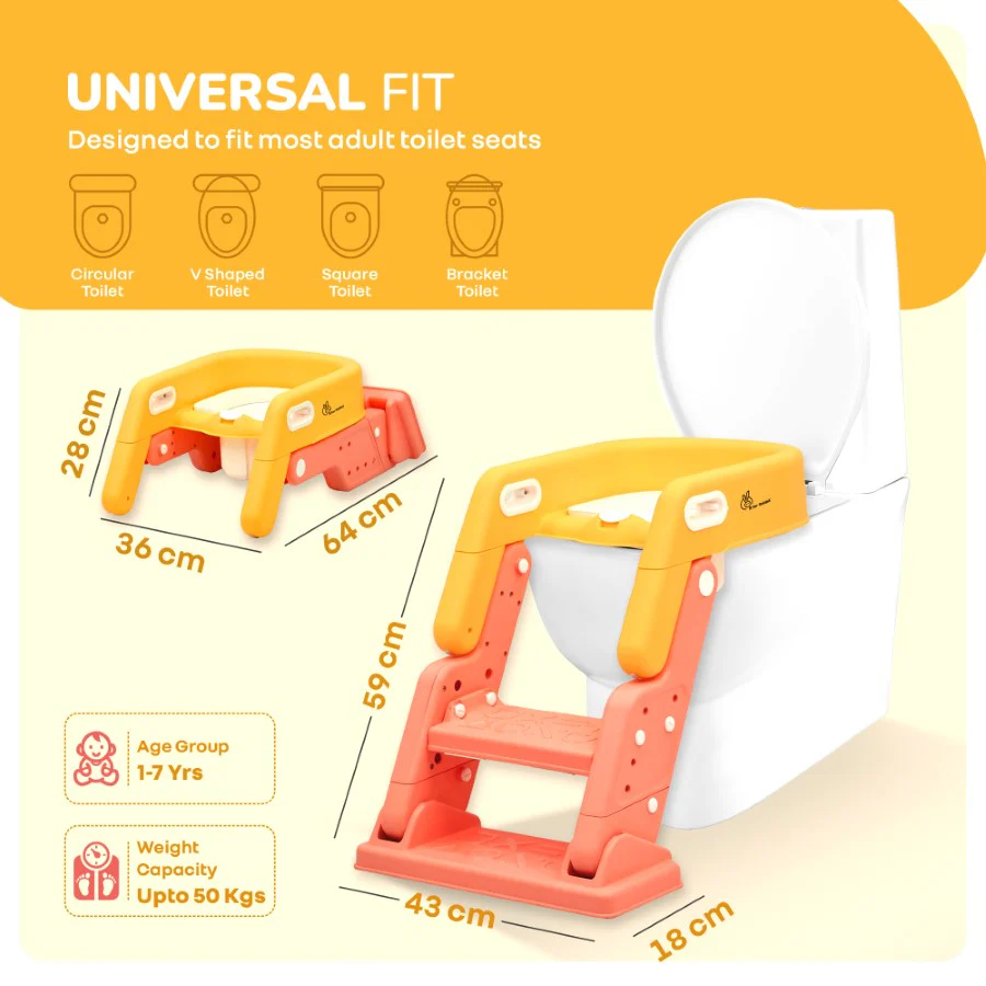 Hilltop Booster 2-In-1 Baby Potty Seat & Step Stool - Yellow Peach - Image 8