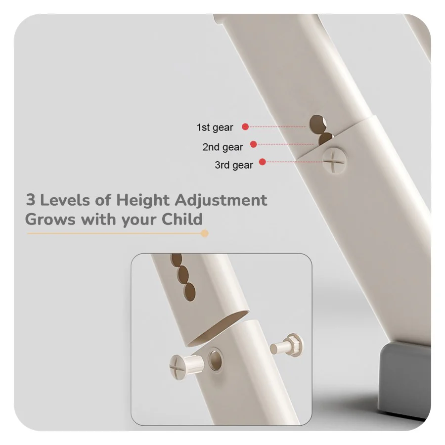 Hilltop Trainer 2-In-1 Step Stool And Potty Seat For Kids With Adjustable Height - Grey White - Image 3