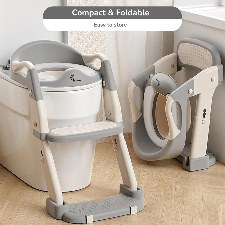 Hilltop Trainer 2-In-1 Step Stool And Potty Seat For Kids With Adjustable Height - Grey White - Image 6